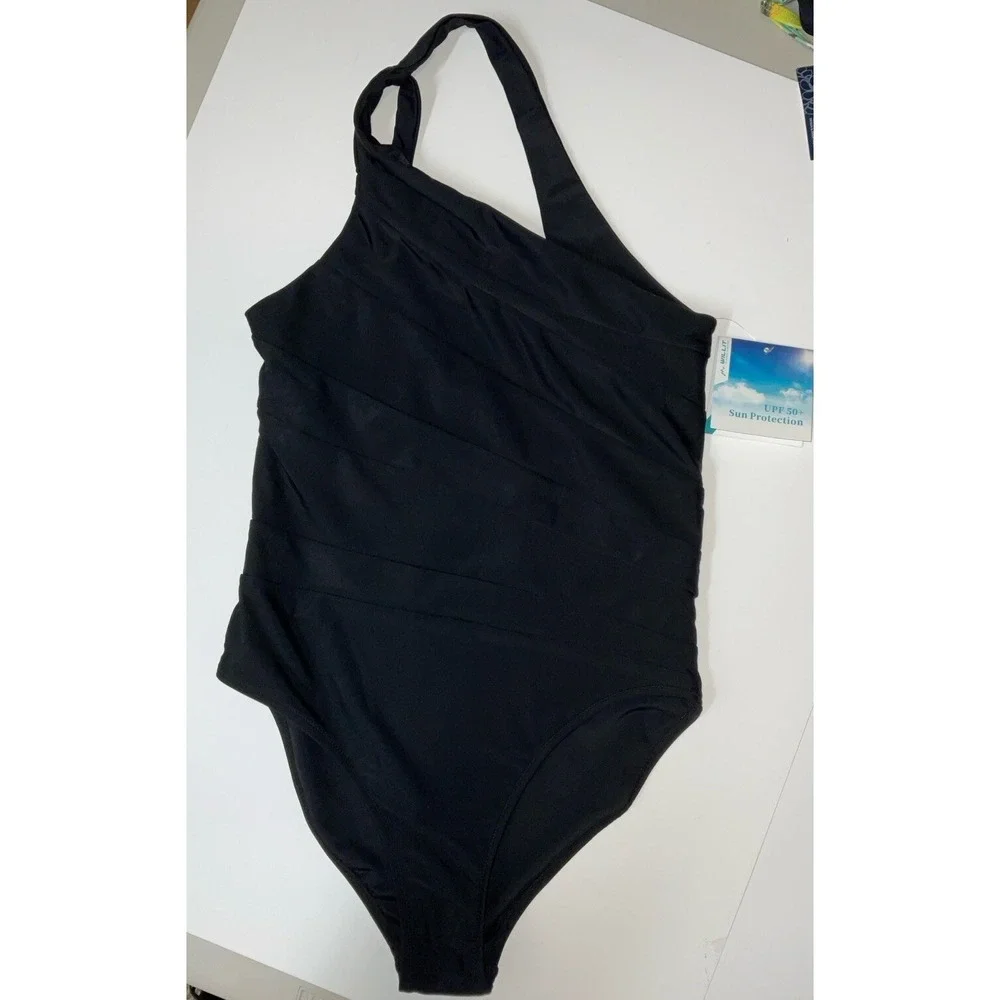 NWT Women's‎ UPF 50+ Willit One Piece One Shoulder Black Swimsuit - Size Small